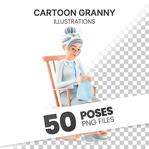 Cartoon Granny – Set of 50 Poses