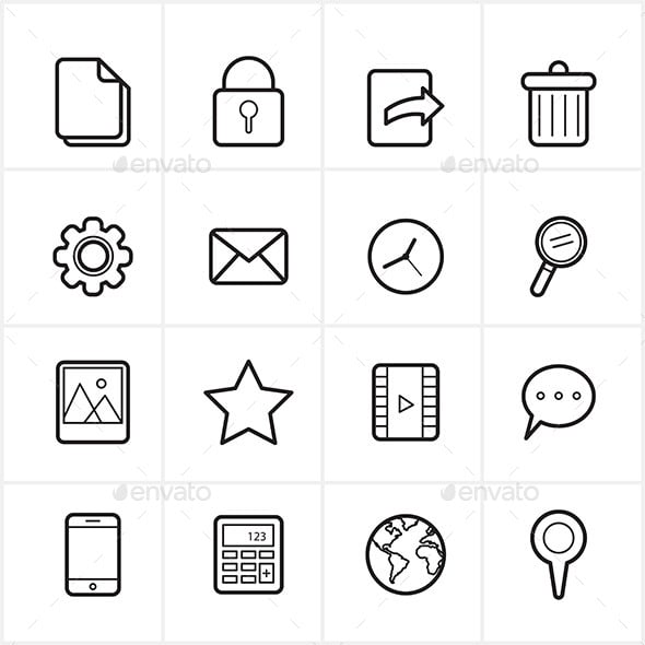 Flat Line Icons Mobile Icons and Internet Web Icon