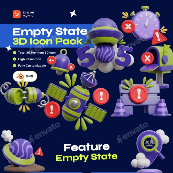 Empty State 3D Icon Pack