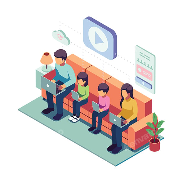 Isometric Family Shared Digital Subscription Service Account