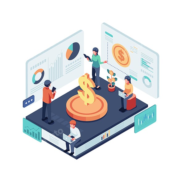 Isometric Financial literacy and Digital Money Education