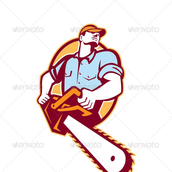 Lumberjack Tree Surgeon Arborist Chainsaw Retro