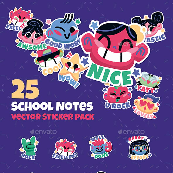School Notes Vector Illustration Stickers