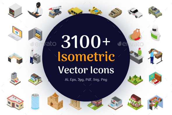 3100+ Isometric Vector Icons