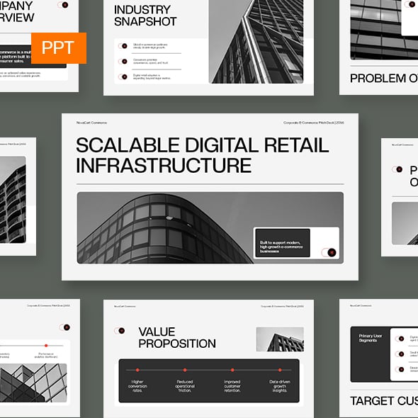 Charcoal Corporate E-Commerce Pitch Deck Power Point Presentation