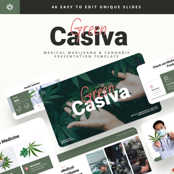 Green Casiva - Medical Marijuana & Cannabis Powerpoint Template