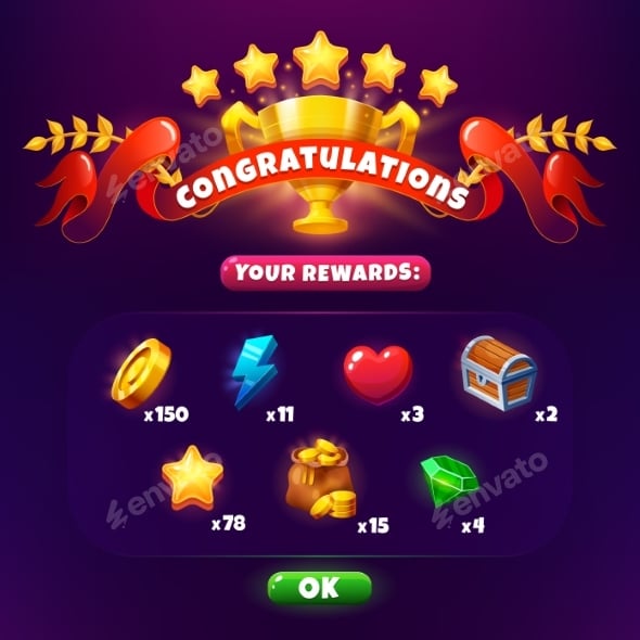 Game Victory Popup Window Banner Prize Board