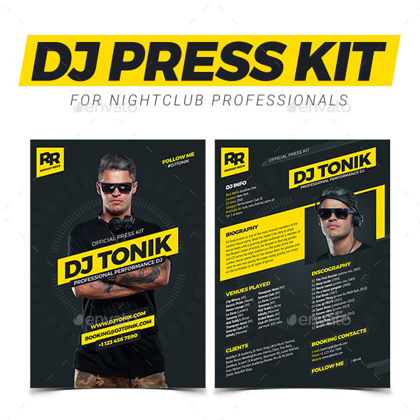 ProDJ - DJ Press Kit / Rider / Resume PSD Template