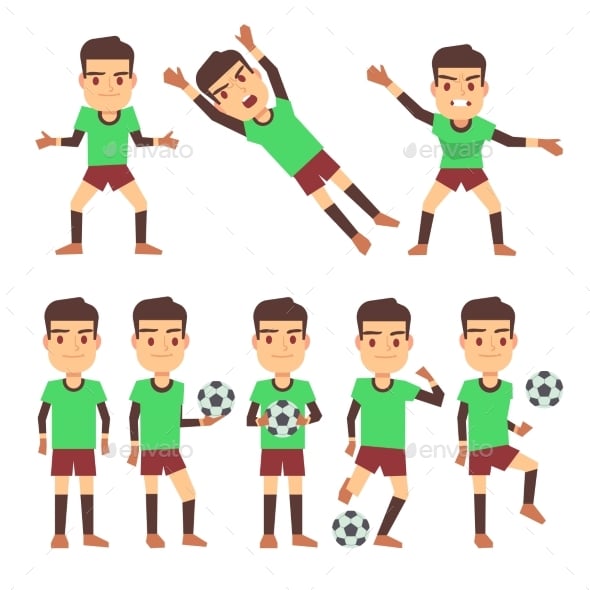 Soccer Players Set Vector Illustration Isolated