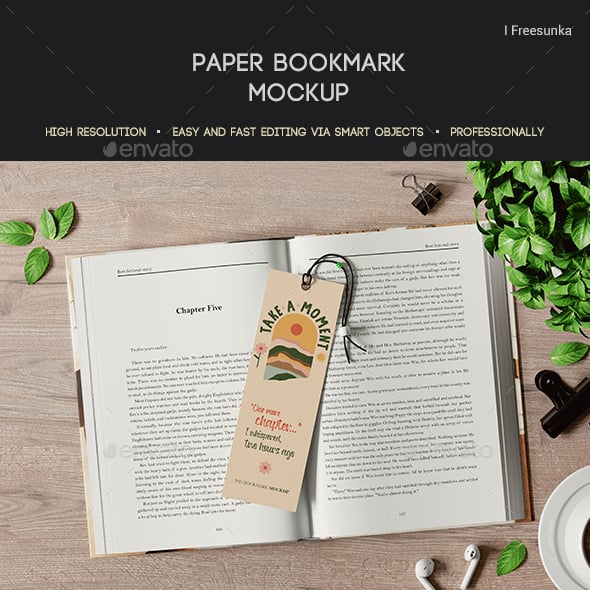 Paper Bookmark Mockup
