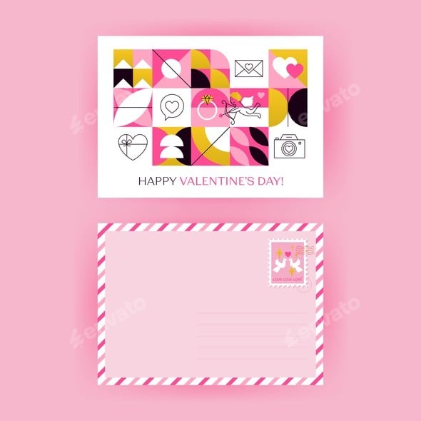 Postal Postcard Happy Valentines Day