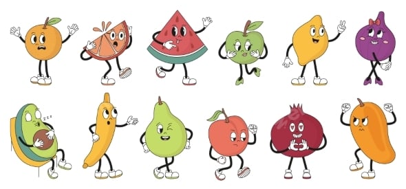 Groovy Fruits Characters