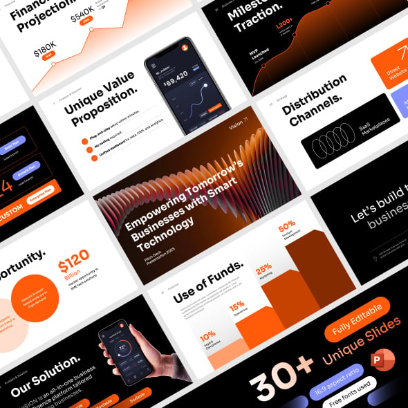VISION - Business Pitch Deck PowerPoint Template