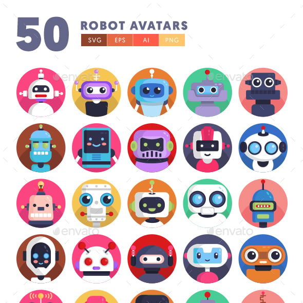 50 Robot Avatar Icons