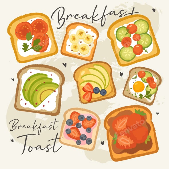 Vector Breakfast toast Bread Sweet Health