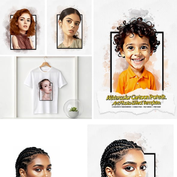 Watercolor Cartoon Portrait Art